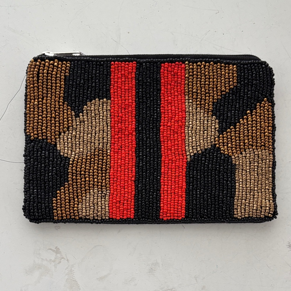 Black and Red Beaded Key & Card Holder